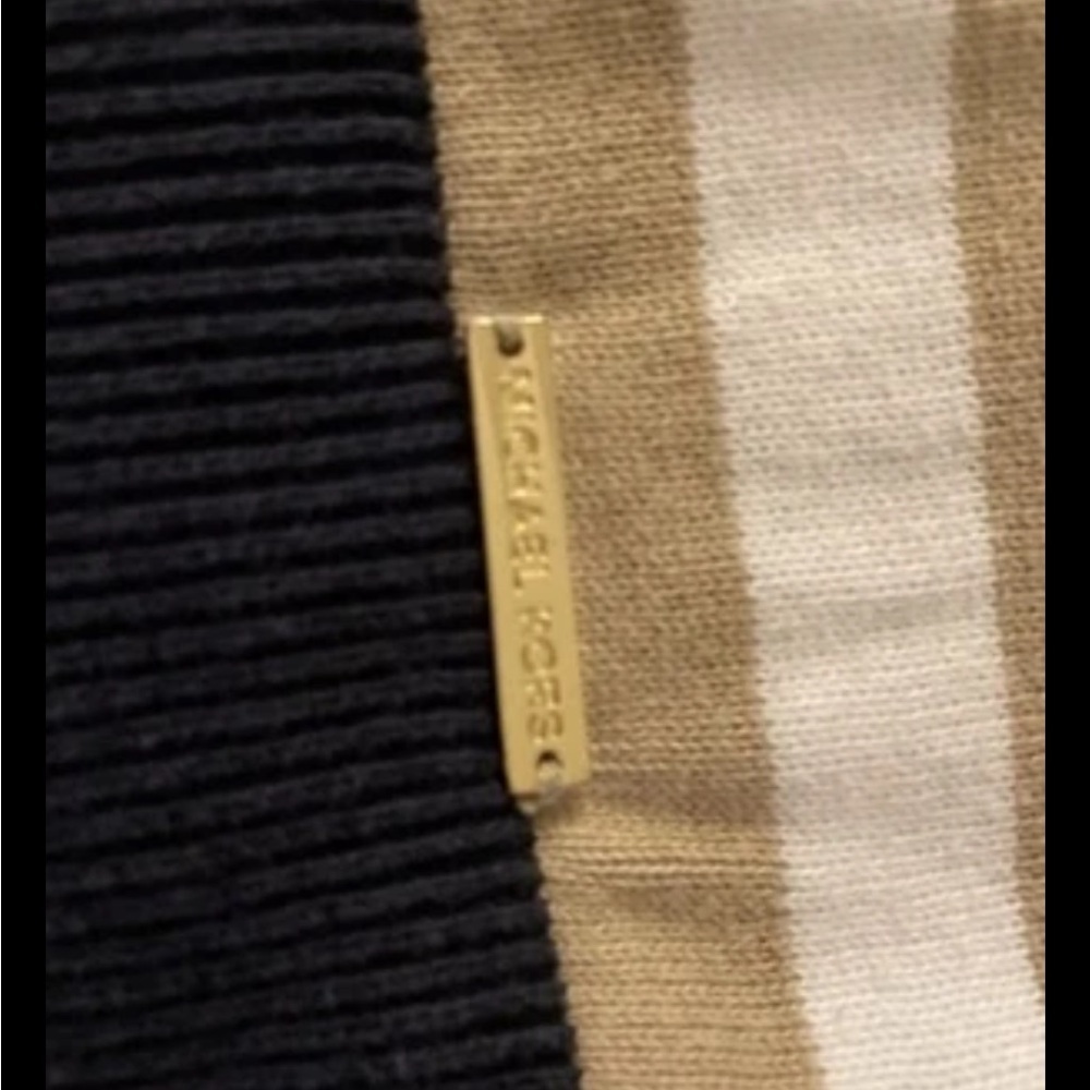 Michael Kors Striped Black and Tan Sweater with Grommet Detail - Picture 2 of 4